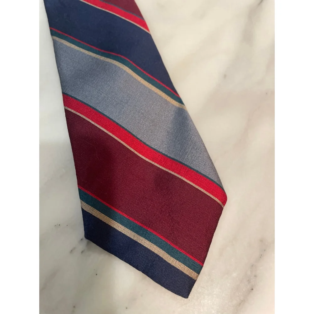 Yves Saint Laurent Vintage Striped Silk Tie 90 Dad Retro Old Money Estate Office - Picture 2 of 6